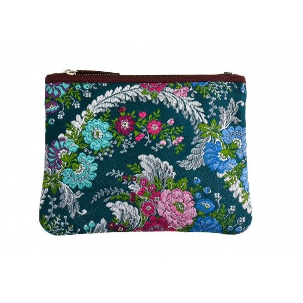 bolso clutch pequeño verde estampado flores carmen berdonces