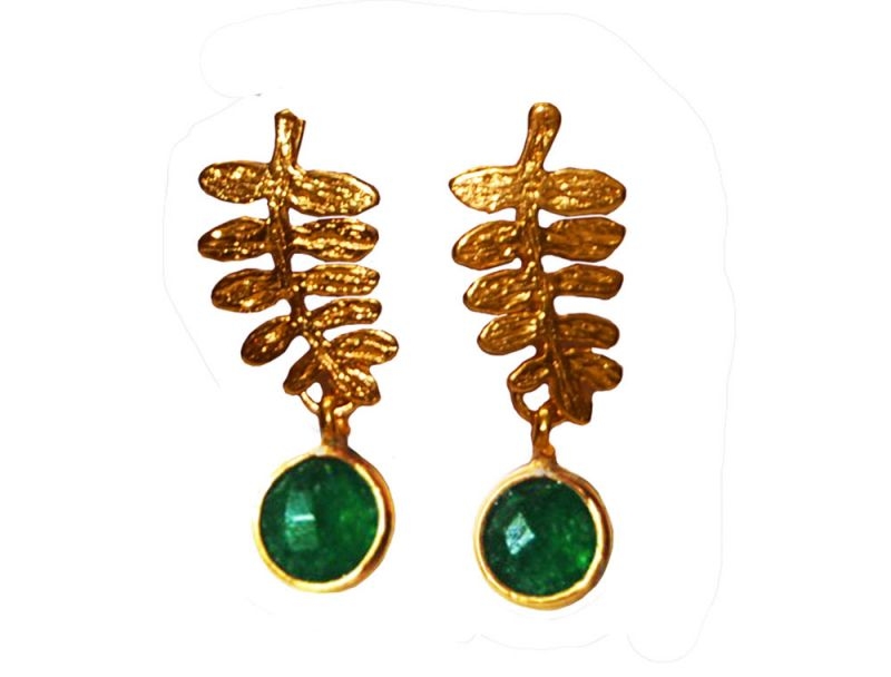 pendientes hojitas con piedra natural verde de 2enespiral joyas online