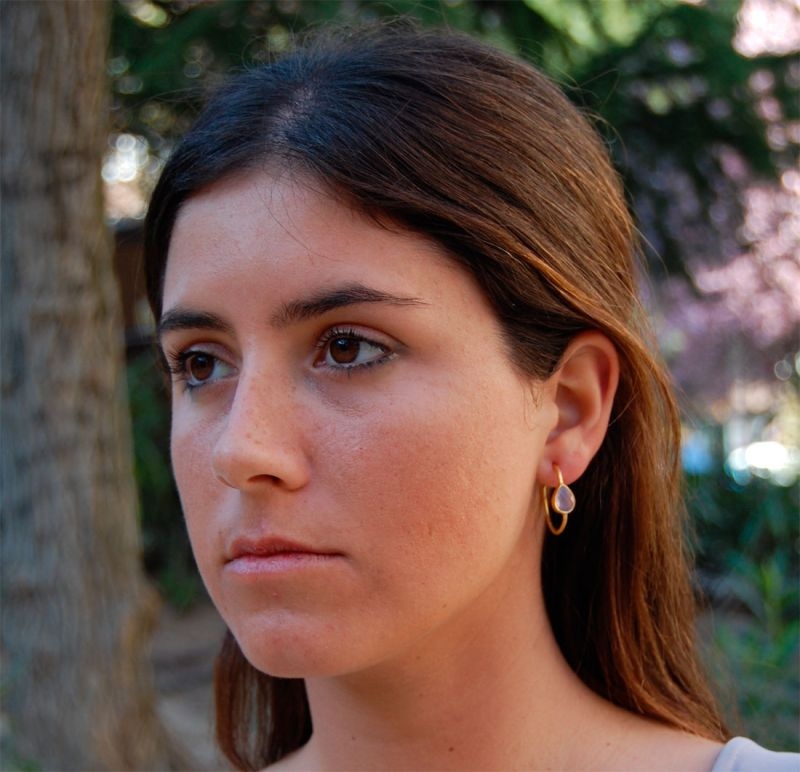 pendientes lagrima con piedra natural cuarzo rosa palo de 2enespiral joyas online