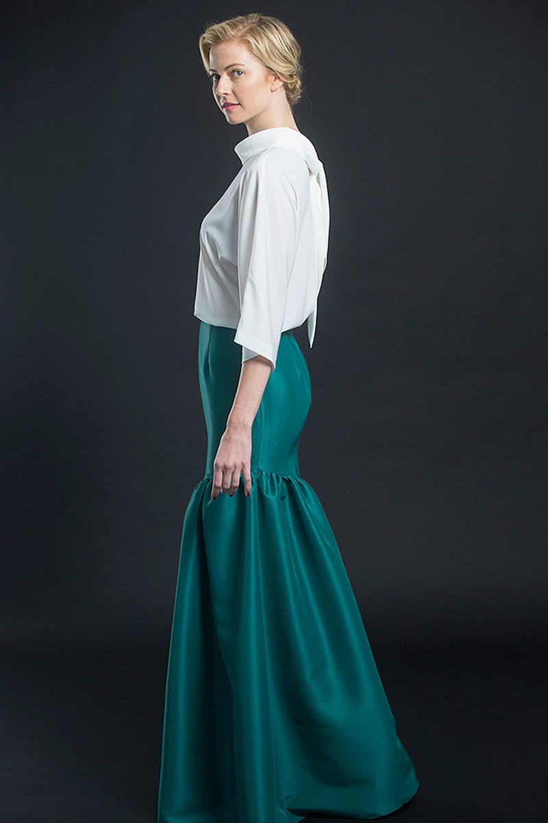 falda verde esmeralda larga fiesta evento ocasion nochevieja boda invitada bautizo comunion