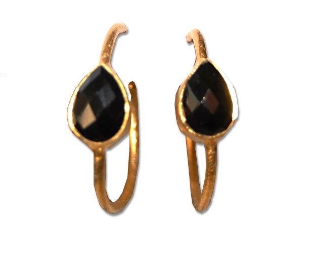 pendientes con forma de lagrima con piedra natural negra de 2enespiral