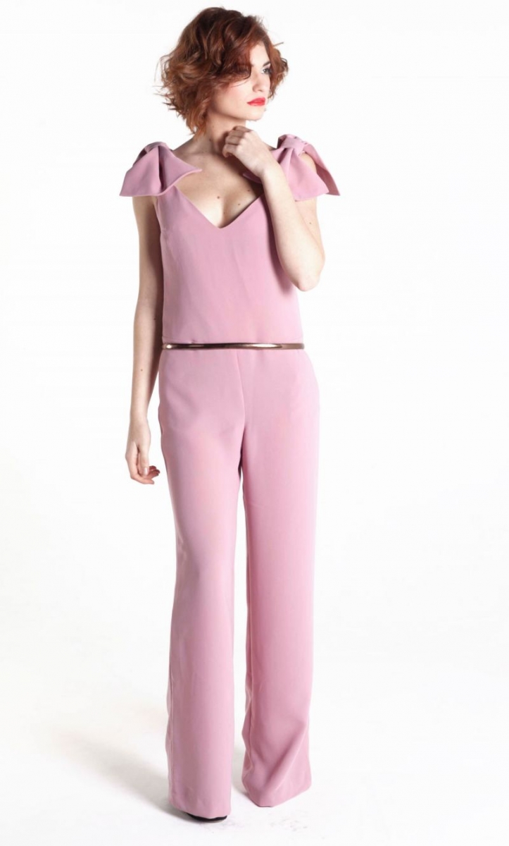 mono rojo con lazos en hombro y pantalon ancho para boda comunion bautizo de blancaspina online