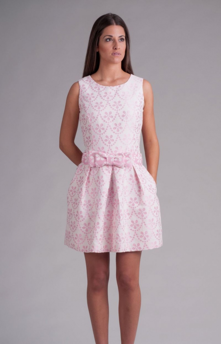 Vestido corto rosa palo falda de vuelo de blancaspina online
