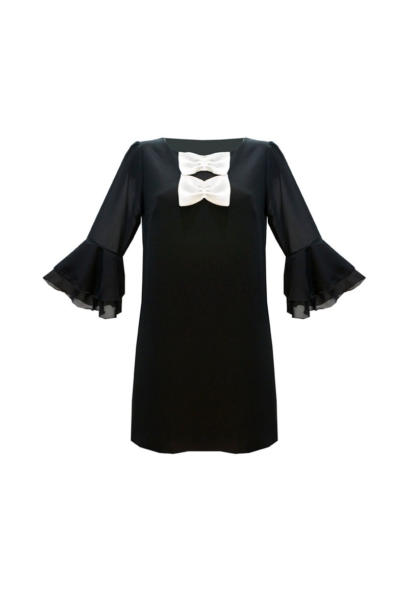 vestido negro corto con lazos para fiesta invitada boda comunion bautizo nochevieja shopping