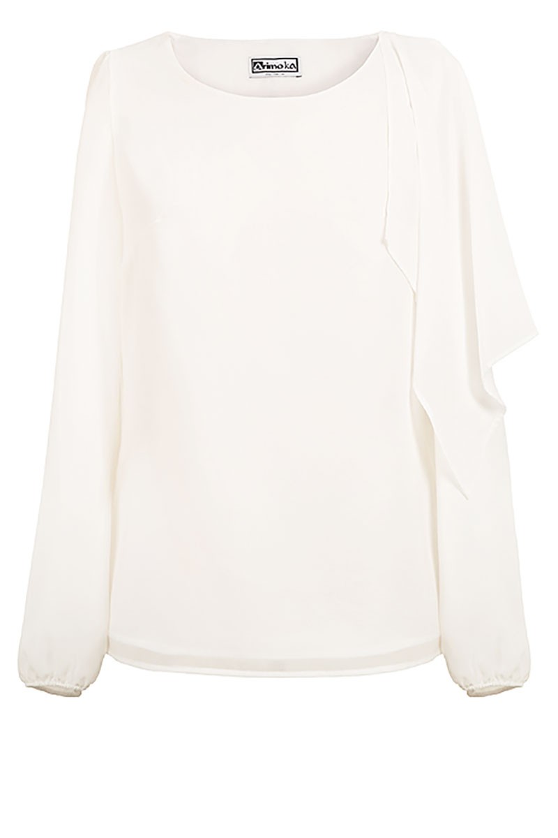 Blusa Blanca Pieza Vuelo Manga Larga