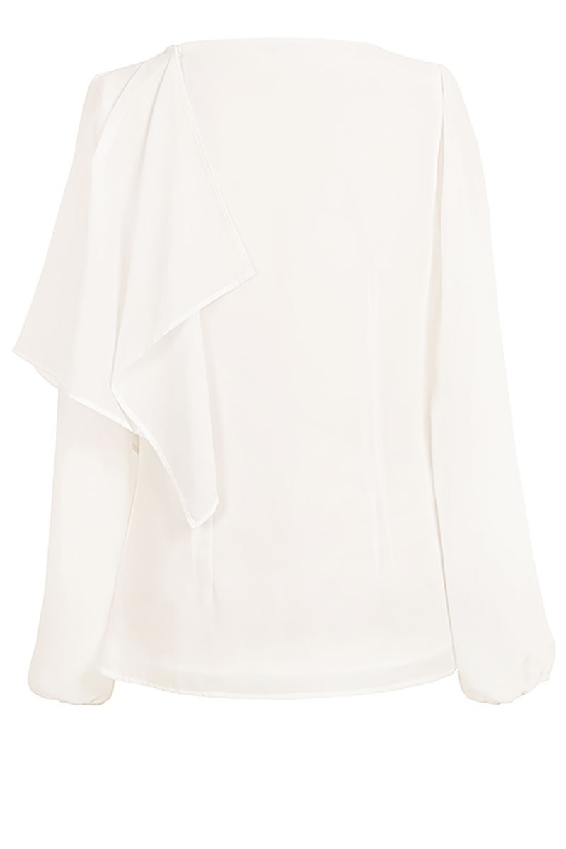 blusa blanca fiesta manga larga volante elegante ocasion evento nochevieja fiesta comprar online