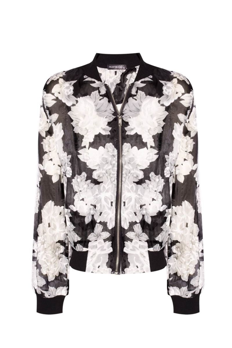 cazadora corta de flores estampada de q2