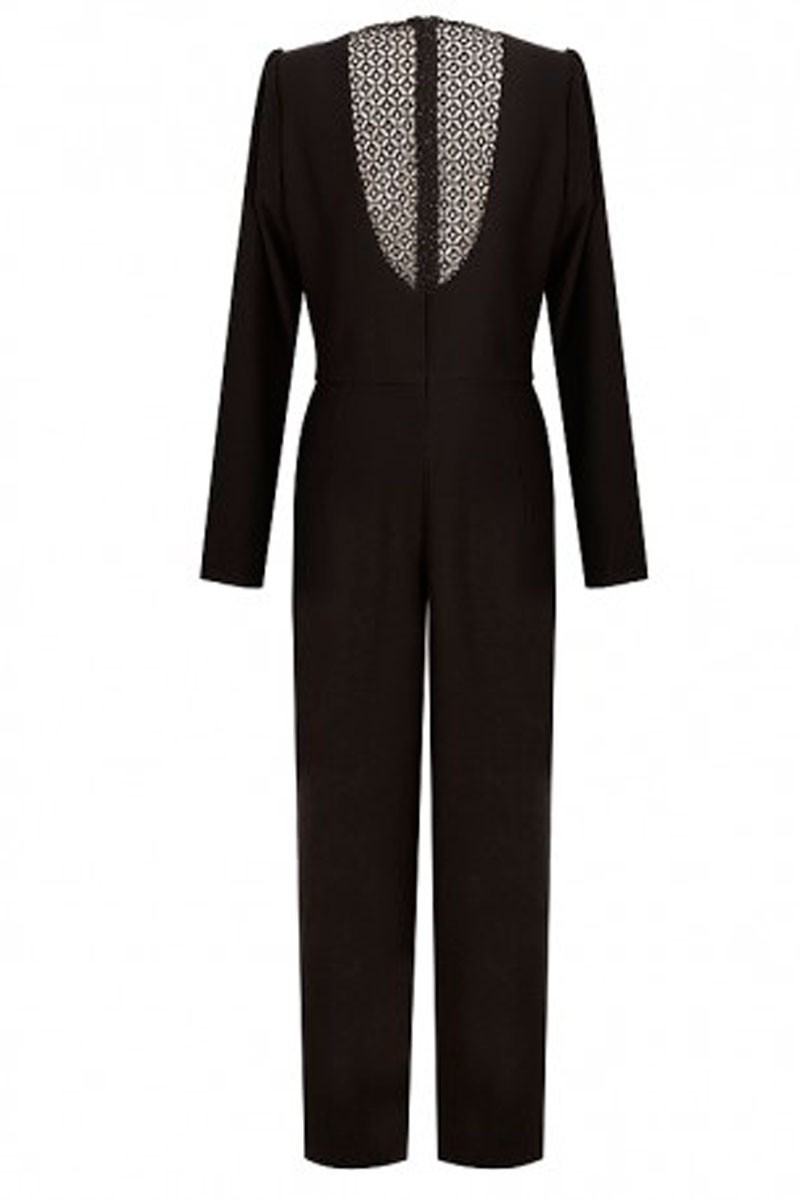 mono espalda descubierta encaje largo pantalon pitillo manga larga fiesta nochevieja evento boda invitada