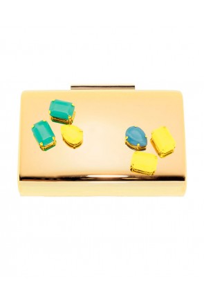 clutch laton dorado piedras amarillo azul aguamarina fiesta boda apparentia shopping evento invitada comprar online