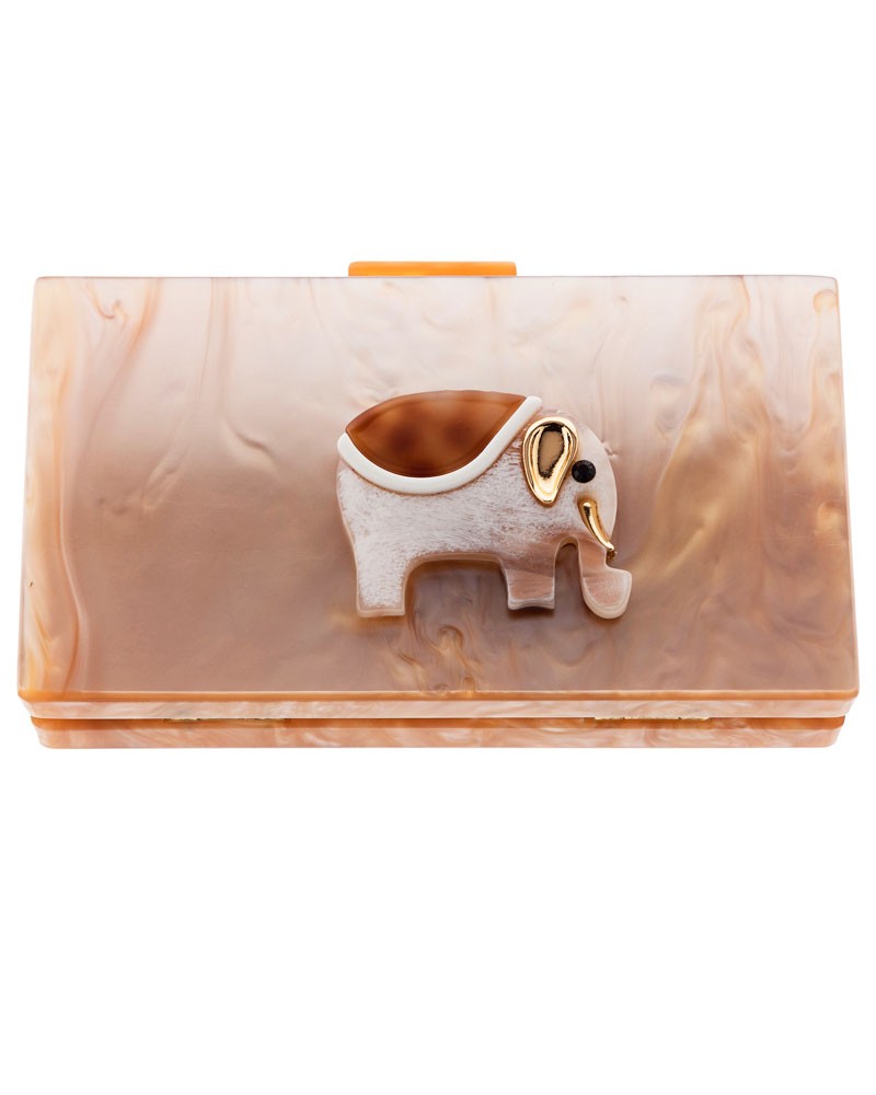 clutch fiesta base nacar adorno elefante de nacar con piedra facetada negra para destacar en fiesta boda evento comunion bautizo nochevieja apparentia