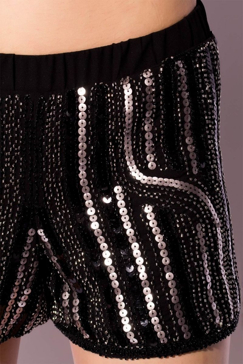 pantalon corto plata y negro de lentejuelas q2 online