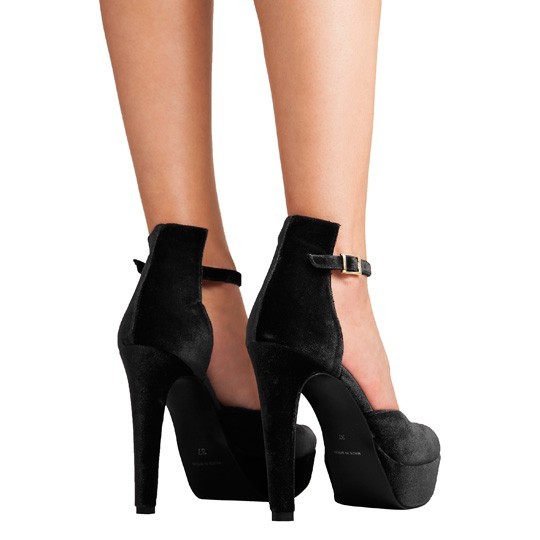sandalias tira tobillo plataforma terciopelo negro fiesta invitada nochevieja comprar online