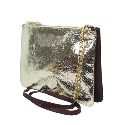 Bolso clutch piel metalizado dorado SAN en piel de Stella Rittwagen 