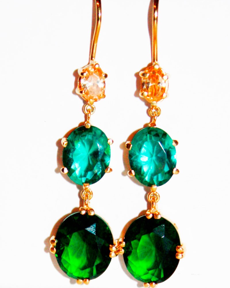 comprar online pendientes de  plata bañados en oro y piedras semipreciosas color  verde elegantes para fiesta bautizo comunion evento de nucca para apparentia