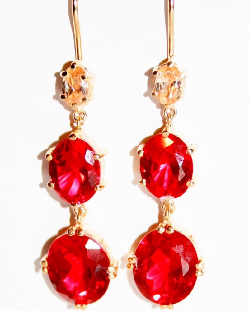 comprar online pendientes de  plata bañados en oro y piedras semipreciosas color  rojo  elegantes para fiesta bautizo comunion evento de nucca para apparentia