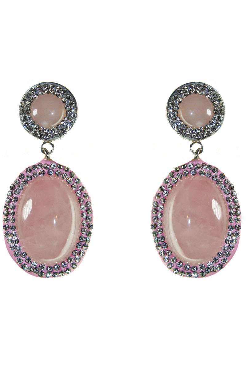 pendientes piedra semipreciosa cuarzo rosa cristales swarovski complemento invitada para fiesta boda bautizo apparentia