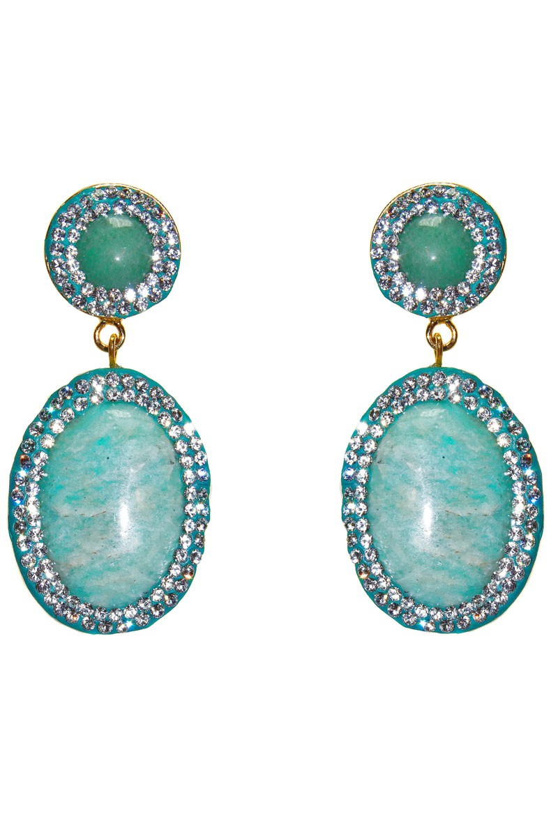pendientes realizados a mano con cristales de swarovski y piedra semipreciosa de jade verde para evento ocasion boda bautizo comunion fiestas invitada de legorburu para apparentia