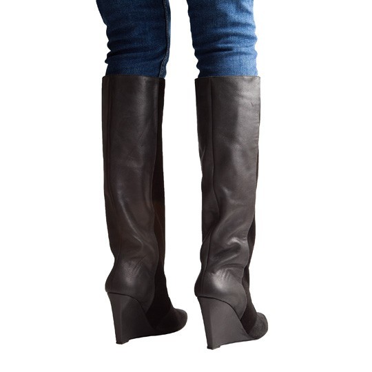 bota negra piel ante cana alta cuna mas34 apparentia evento