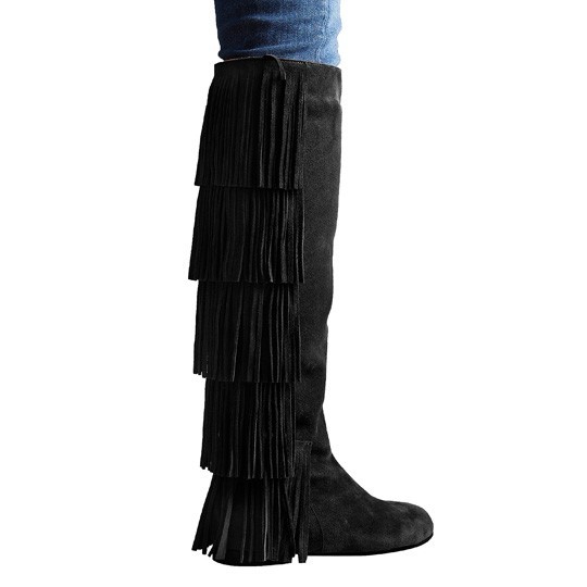 bota flecos negra ante calzado ideal plana shopping apparentia