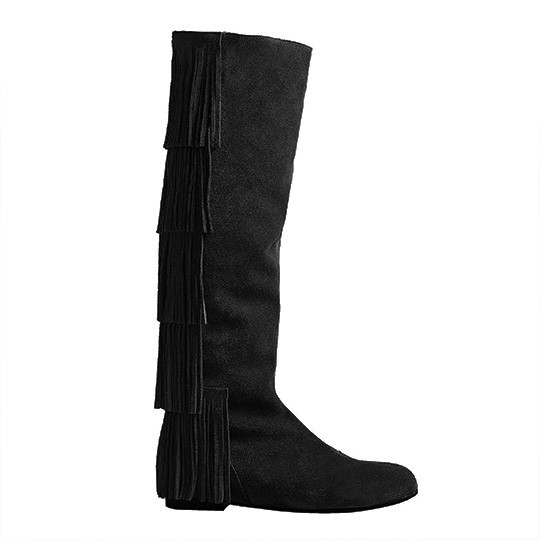 bota negra flecos mas34 ante para evento ocasion look perfecto apparentia