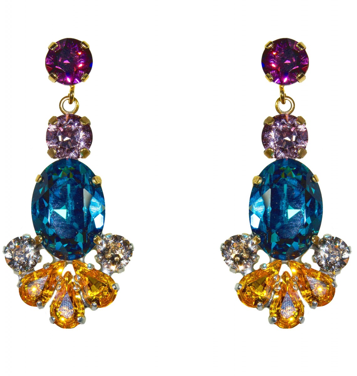 pendientes topacio crsitales swarovski de laton dorado para boda evento ocasion bautizo fiesta apparentia