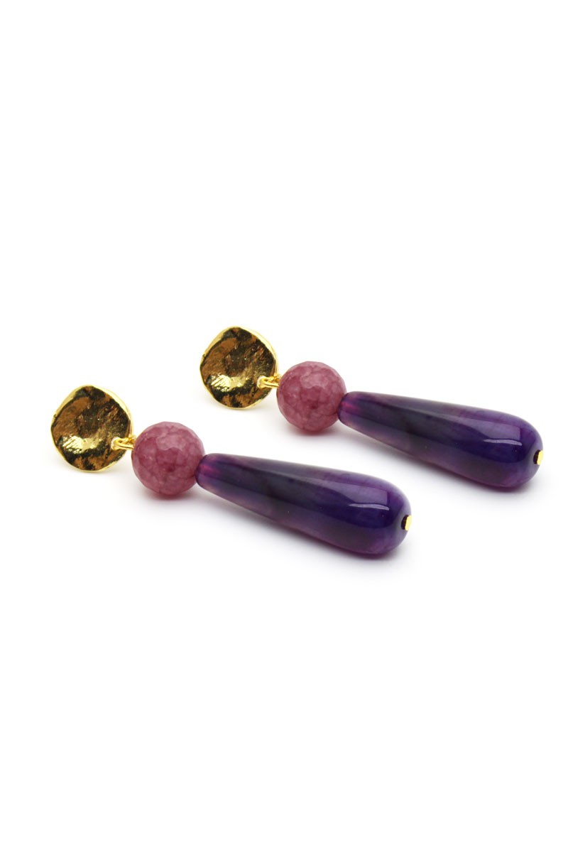 pendientes jade morado bola rosada 2enespiral para apparentia