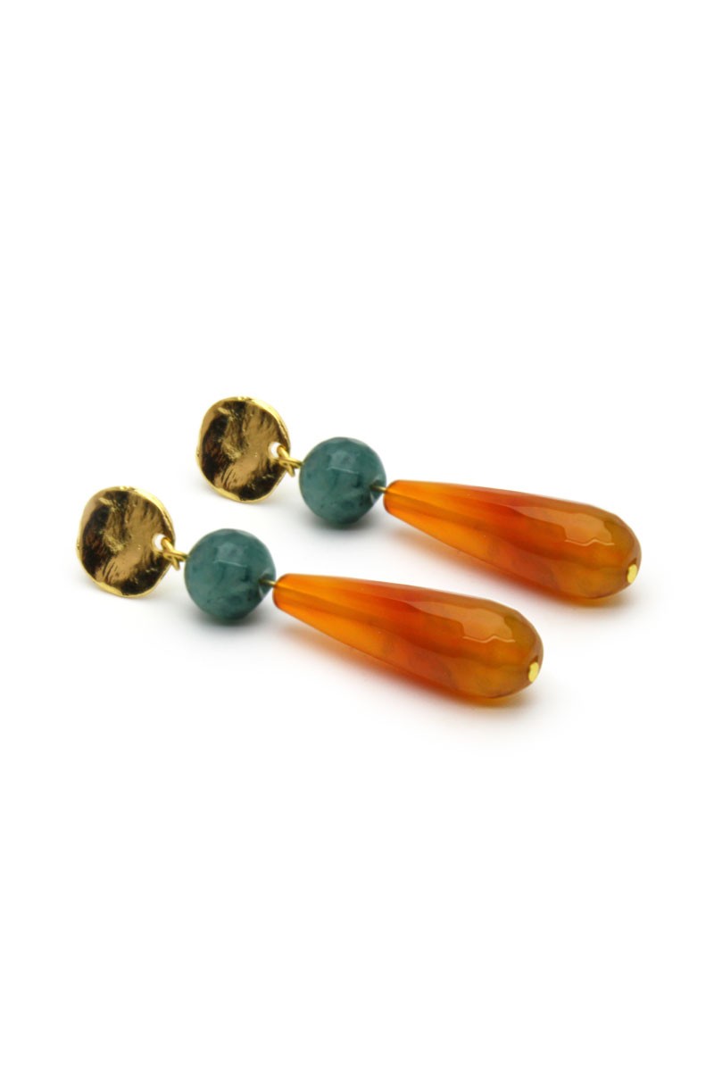pendientes naranja jade colgar complementos apparentia 2enespiral bola verde menta fiesta