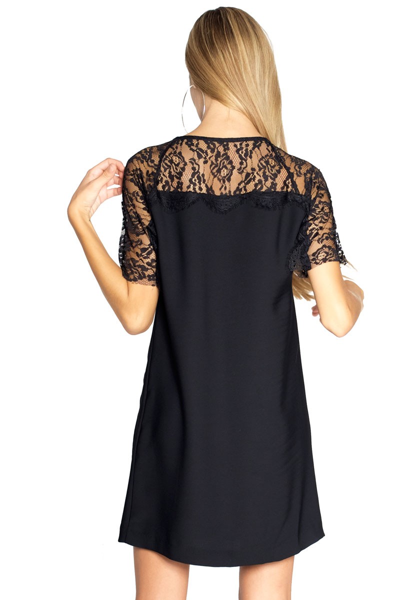 vestido negro encaje corto oversize fiesta boda nochevieja invitada apparentia comprar online