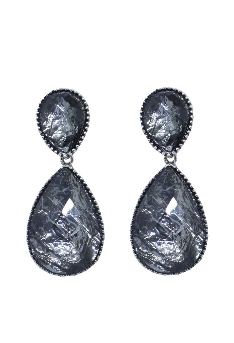 Pendientes de fiesta forma lagrima gris plata para invitadas a boda, bautizo, comunion, graduacion, shoponline, apparentia