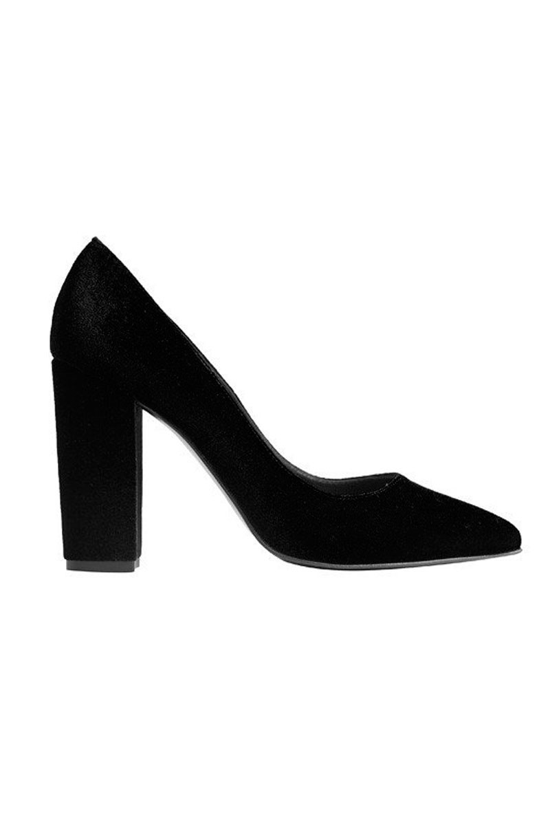 stiletto tacon cuadrado terciopelo negro