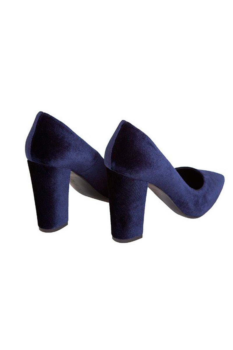 stiletto tacon cuadrado terciopelo azul