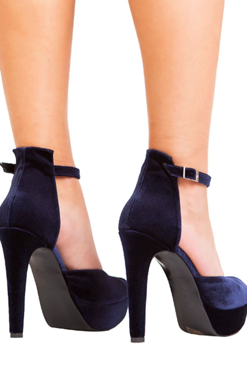 sandalia azul terciopelo tira tobillo fiesta invitada apparentia comprar online