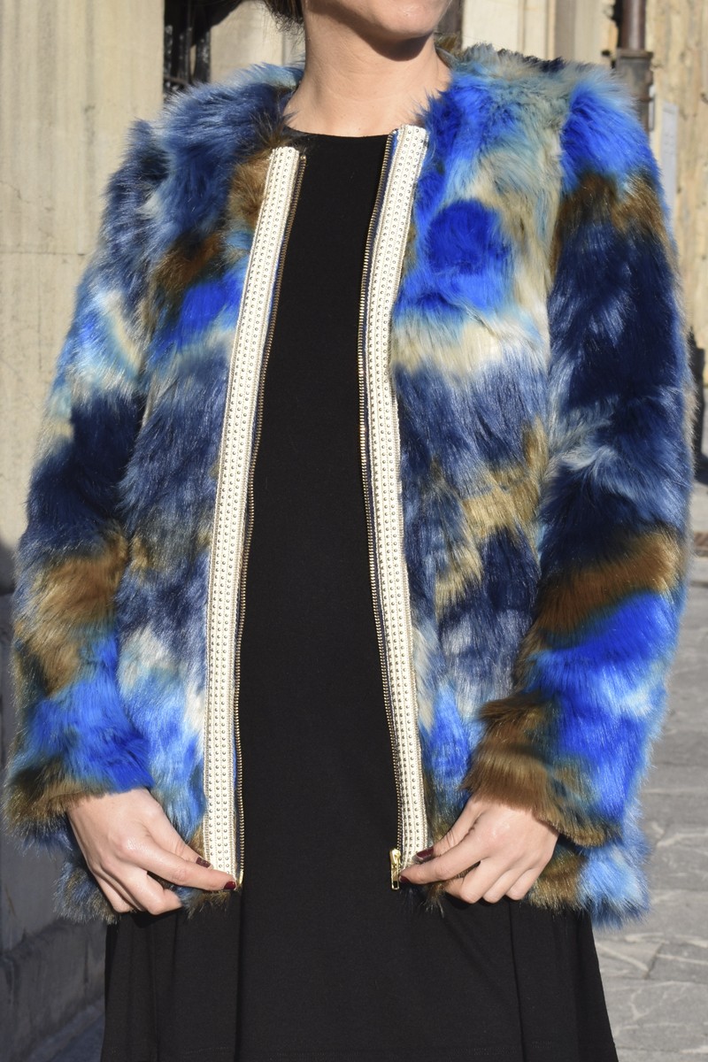 abrigo de pelo visón colores con pasamaneria tachuelas apparentia collection otono invierno 2016