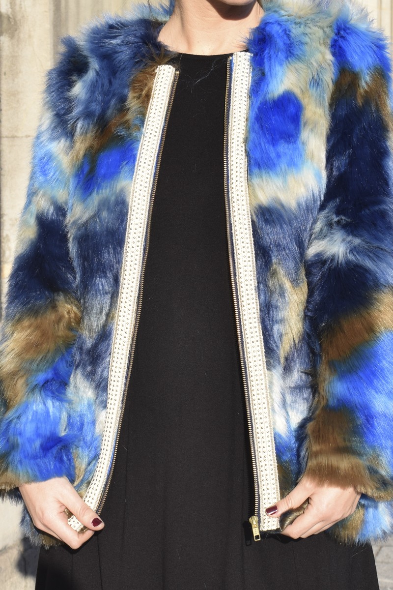 online abrigo de pelo visón colores con pasamaneria tachuelas apparentia collection otono invierno 2016