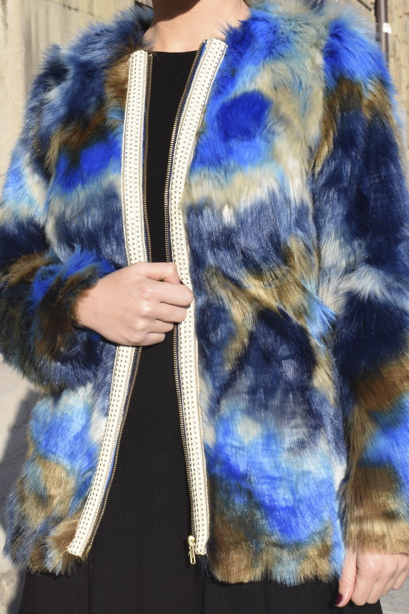 comprar online abrigo de pelo visón colores con pasamaneria tachuelas apparentia collection otono invierno 2016