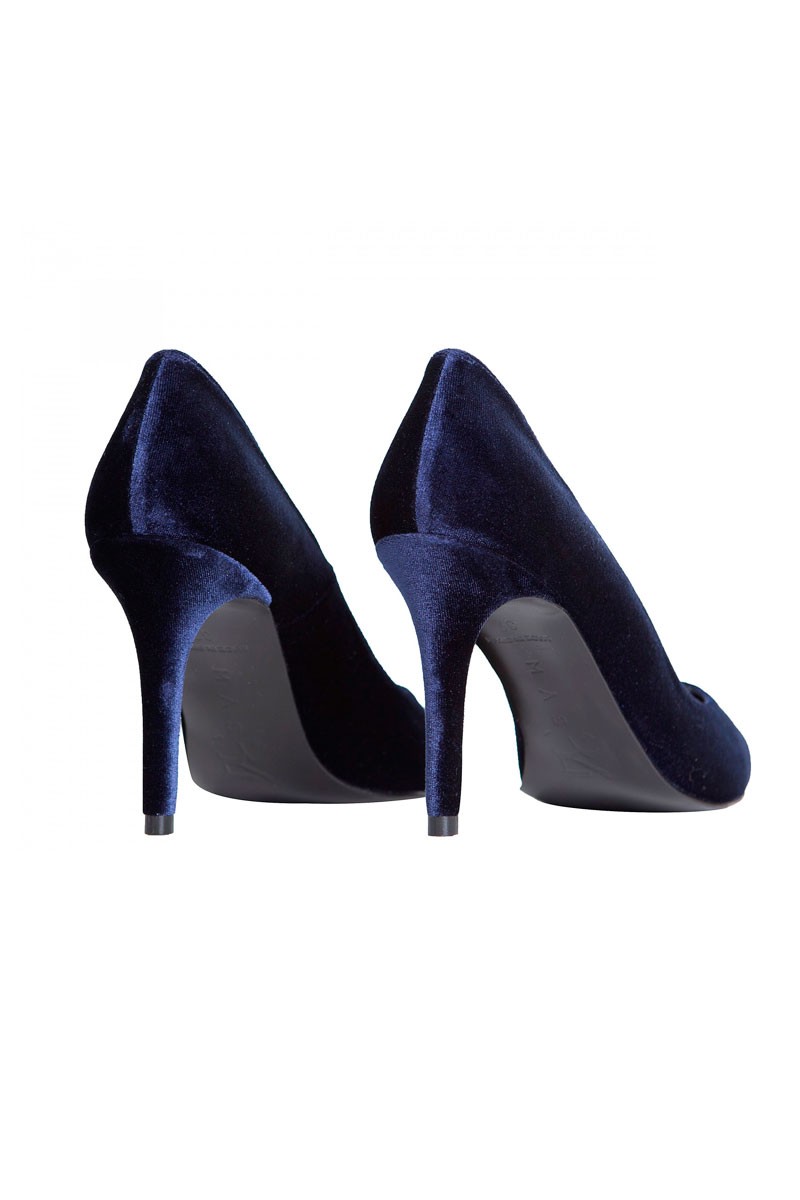 comprar online zapato de salon terciopelo azul fiesta invitada boda evento ocasion bautizo coctel gala apparentia