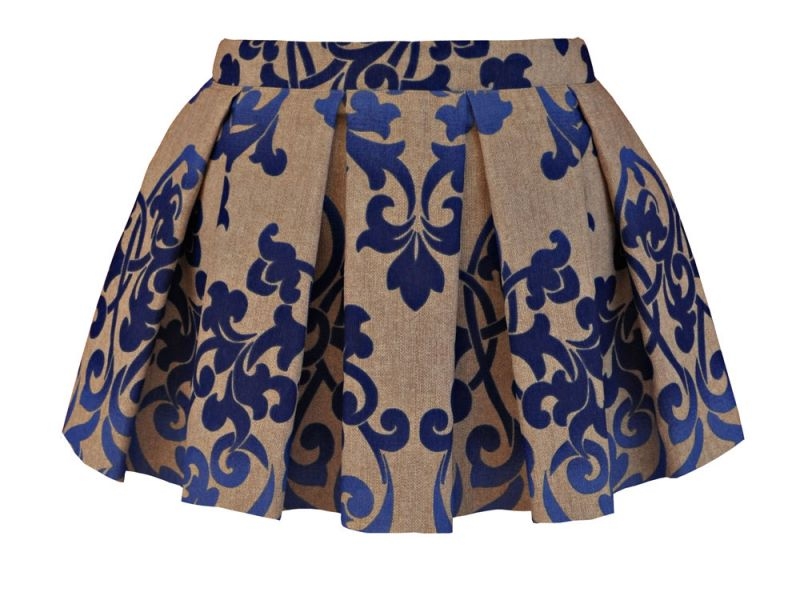 minifalda vuelo brocada azul klein 