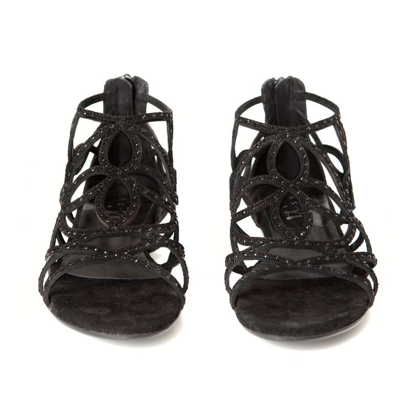 sandalias joya negras con brillantes de mas34