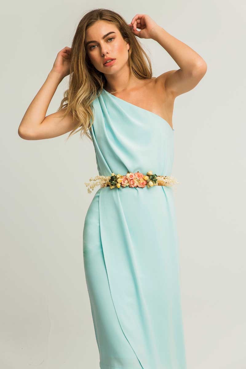 Comprar online vestido corto de fiesta azul con capa para invitadas de boda de dia evento comunion cena de empresa gala coctel de primavera verano 2017 apparentia collection