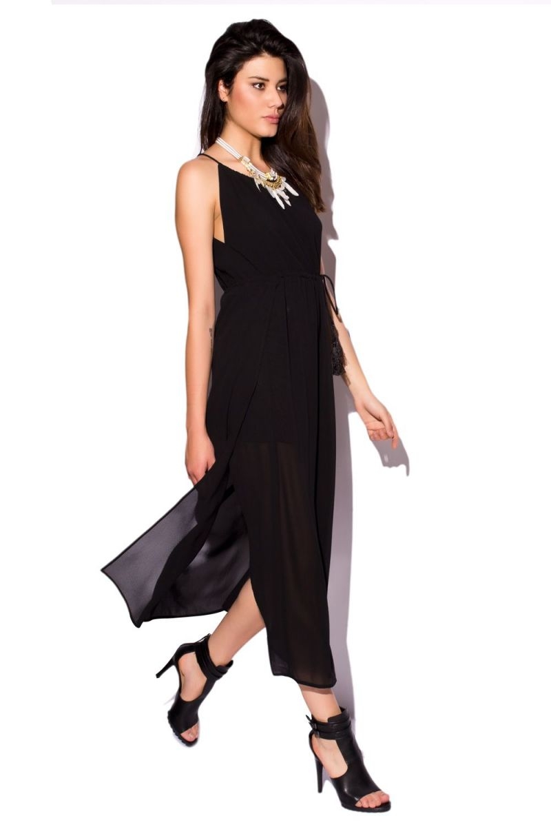 vestido negro largo de tirante