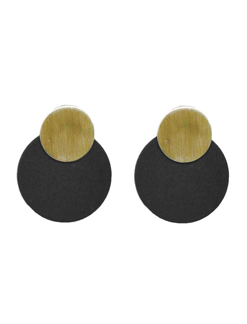 Comprar online pendientes de madera negra con circulo dorado para invitada de fiesta bautizo comunion evento elegante cena de empresa