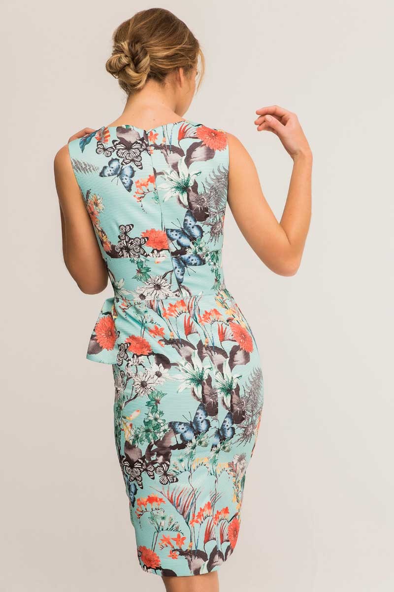 Vestido corto azul claro con mariposas y flores para madrina de boda invitada de fiesta de dia bautizo comunion