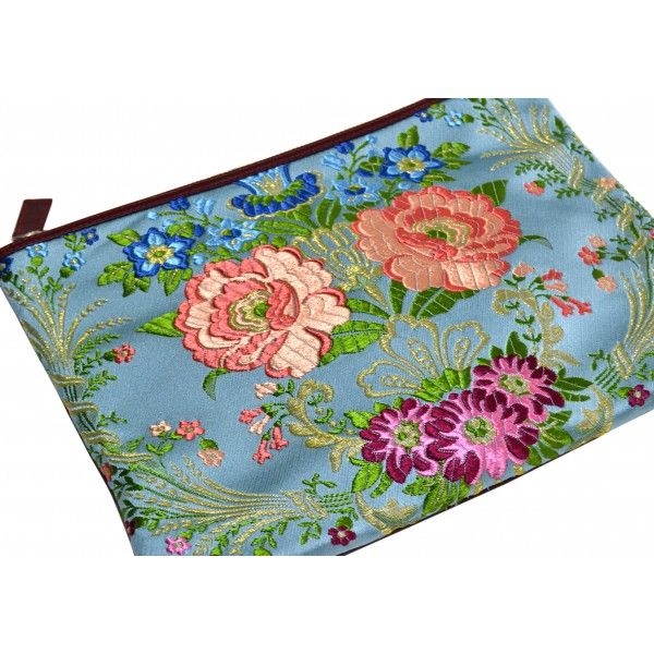 clutch grande azul claro estampado flores carmen berdonces
