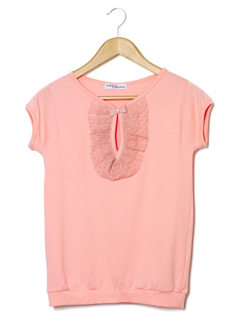 Camiseta rosa palo volantes tul mia