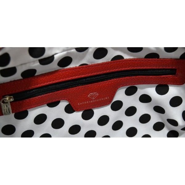 Bolso feria rojo de piel grabada carmen berdonces