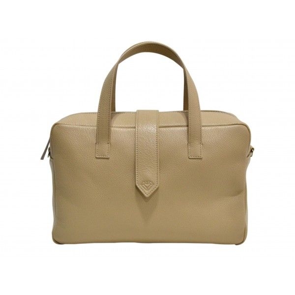 Bolso feria beige de piel grabada carmen berdonces