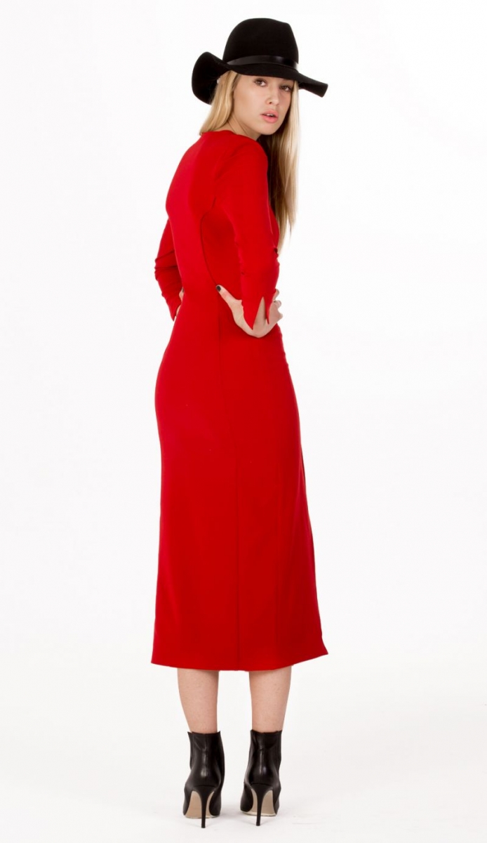 vestido rojo largo midi cadena felipe albernaz