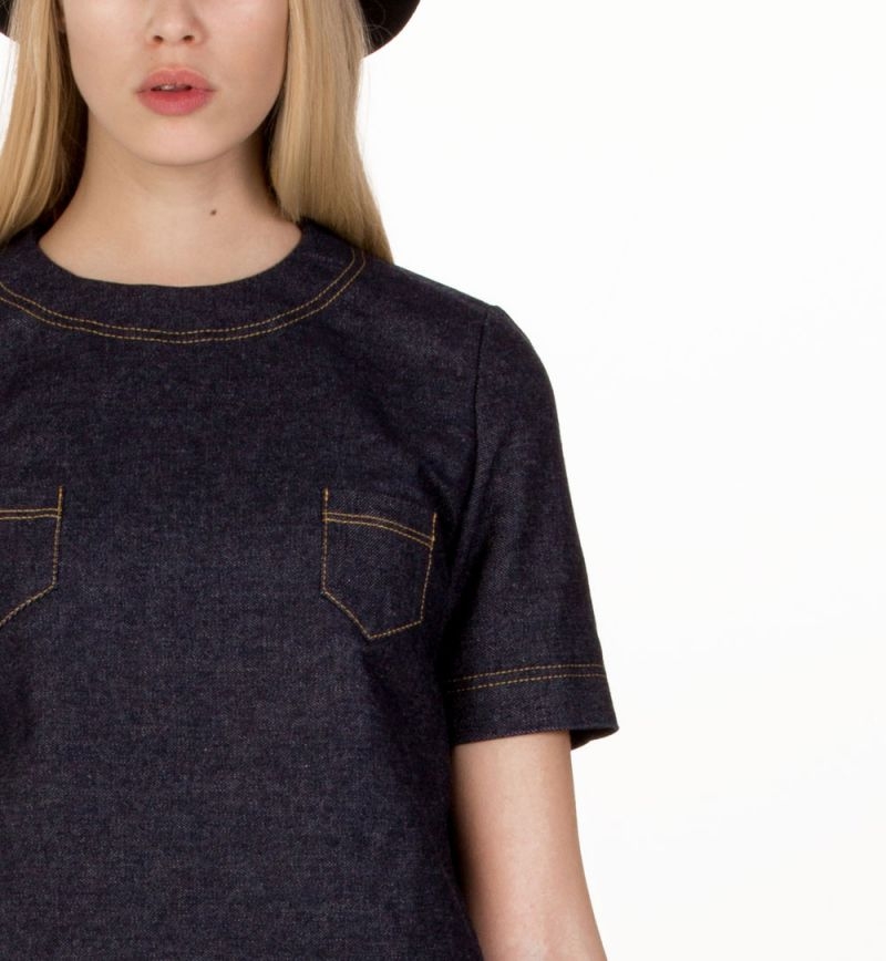 vestido corto de fiesta con falda vaquera de felipe albernaz online