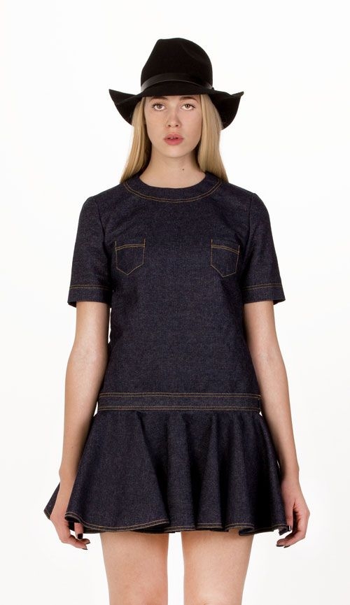 vestido corto fiesta nochevieja vaquero con falda d evuelo de felipe albernaz online