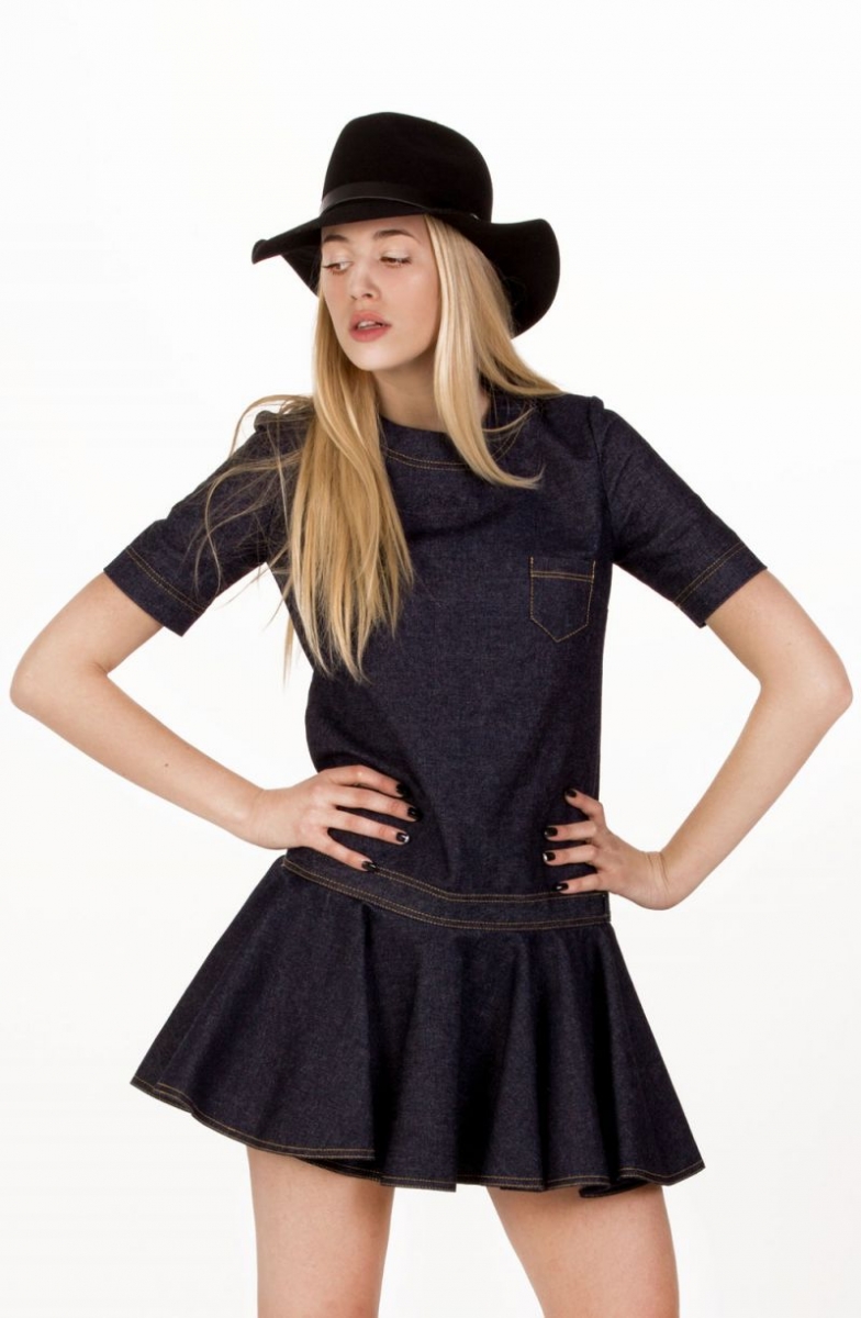 vestido corto fiesta vaquero con falda de vuelo online